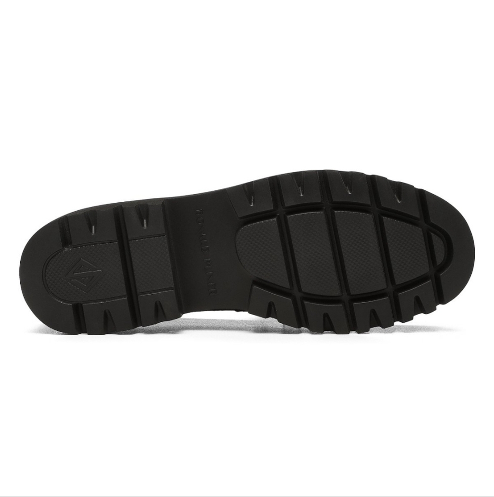 Donald Pliner 7M Black Suede & Patent Leather Lug Sole Loafers Gunmetal Horsebit - Picture 8 of 11